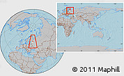 Gray Location Map of Lodeynoye Pole, highlighted parent region, within the entire country, hill shading
