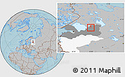 Gray Location Map of Lodeynoye Pole, highlighted parent region, highlighted grandparent region, hill shading