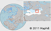Gray Location Map of Lodeynoye Pole, highlighted parent region, hill shading