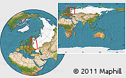 Satellite Location Map of Lodeynoye Pole, highlighted country, highlighted grandparent region, within the entire country