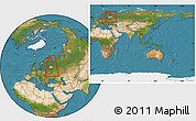 Satellite Location Map of Lodeynoye Pole, highlighted parent region, within the entire country