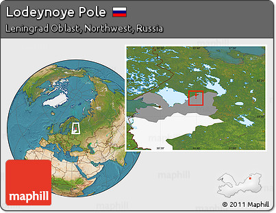 Satellite Location Map of Lodeynoye Pole, highlighted parent region, highlighted grandparent region