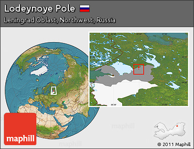 Satellite Location Map of Lodeynoye Pole, highlighted parent region, highlighted grandparent region