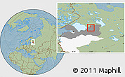 Savanna Style Location Map of Lodeynoye Pole, highlighted parent region, highlighted grandparent region, hill shading
