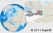 Shaded Relief Location Map of Lodeynoye Pole, highlighted parent region, highlighted grandparent region