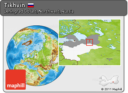 Physical Location Map of Tikhvin, highlighted parent region, highlighted grandparent region