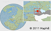 Savanna Style Location Map of Vyborgskiy, highlighted parent region, highlighted grandparent region, hill shading