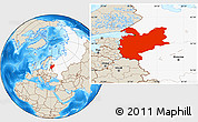 Shaded Relief Location Map of Northwest, highlighted country
