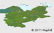 Satellite Panoramic Map of Northwest, single color outside