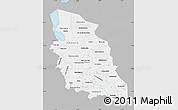 Gray Map of Pskov Oblast, single color outside