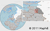 Gray Location Map of Pytalovskiy, highlighted country, highlighted parent region, hill shading