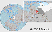 Gray Location Map of Pytalovskiy, highlighted parent region, highlighted grandparent region, hill shading