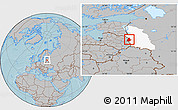 Gray Location Map of Pytalovskiy, highlighted parent region, hill shading