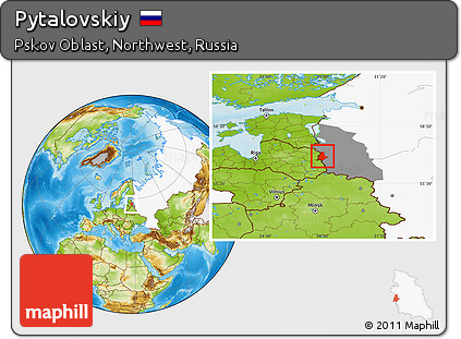 Physical Location Map of Pytalovskiy, highlighted country, highlighted parent region