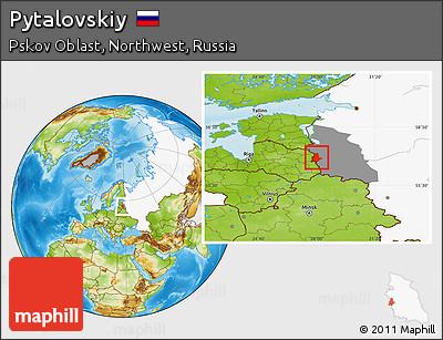 Physical Location Map of Pytalovskiy, highlighted country, highlighted parent region