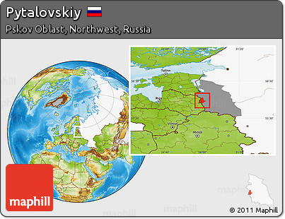 Physical Location Map of Pytalovskiy, highlighted country, highlighted parent region