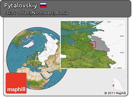 Satellite Location Map of Pytalovskiy, highlighted country, highlighted parent region