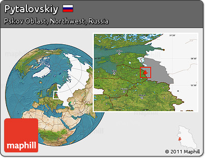 Satellite Location Map of Pytalovskiy, highlighted country, highlighted parent region