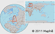 Gray Location Map of Saint Petersburg, within the entire country