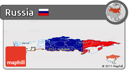 Flag Panoramic Map of Russia, flag rotated