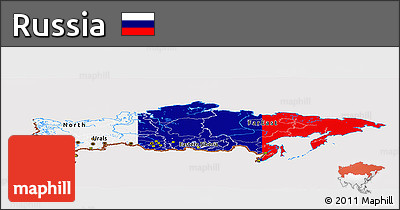 Flag Panoramic Map of Russia, flag rotated