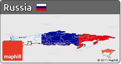 Flag Panoramic Map of Russia, flag rotated