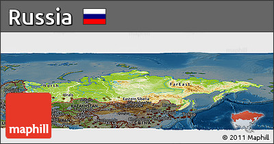 Physical Panoramic Map of Russia, darken