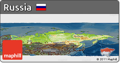 Physical Panoramic Map of Russia, darken