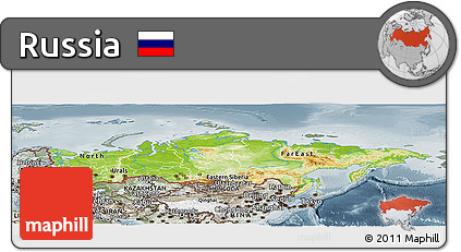 Physical Panoramic Map of Russia, semi-desaturated