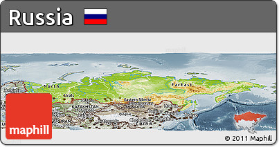 Physical Panoramic Map of Russia, semi-desaturated