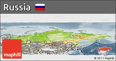 Physical Panoramic Map of Russia, semi-desaturated