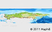 Physical Panoramic Map of Russia, single color outside, bathymetry sea