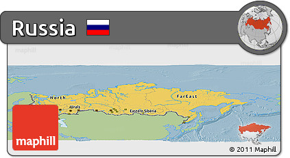 Savanna Style Panoramic Map of Russia, single color outside