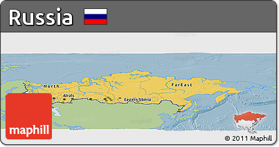 Savanna Style Panoramic Map of Russia, single color outside