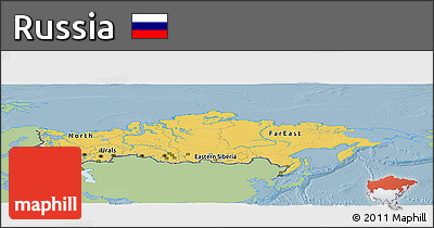 Savanna Style Panoramic Map of Russia, single color outside
