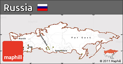 Classic Style Simple Map of Russia, cropped outside