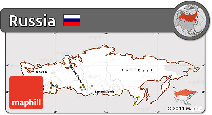 Classic Style Simple Map of Russia, cropped outside