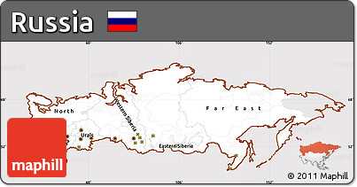 Classic Style Simple Map of Russia, cropped outside