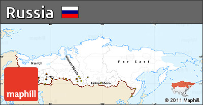Classic Style Simple Map of Russia, single color outside