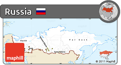 Classic Style Simple Map of Russia, single color outside