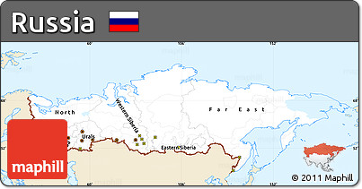 Classic Style Simple Map of Russia, single color outside