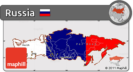 Flag Simple Map of Russia, flag aligned to the middle