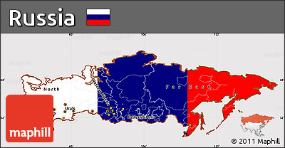 Flag Simple Map of Russia, flag aligned to the middle