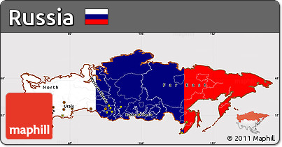 Flag Simple Map of Russia, flag aligned to the middle