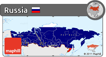 Flag Simple Map of Russia, single color outside, flag centered