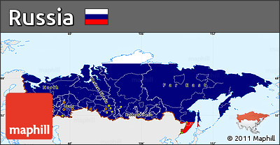 Flag Simple Map of Russia, single color outside, flag centered