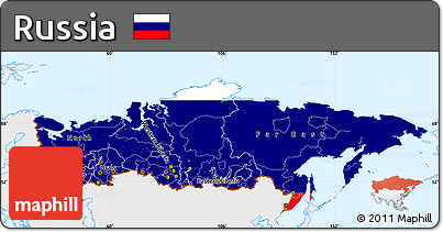 Flag Simple Map of Russia, single color outside, flag centered