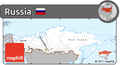 Gray Simple Map of Russia, single color outside