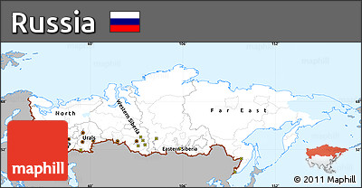 Gray Simple Map of Russia, single color outside