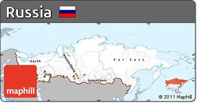 Gray Simple Map of Russia, single color outside